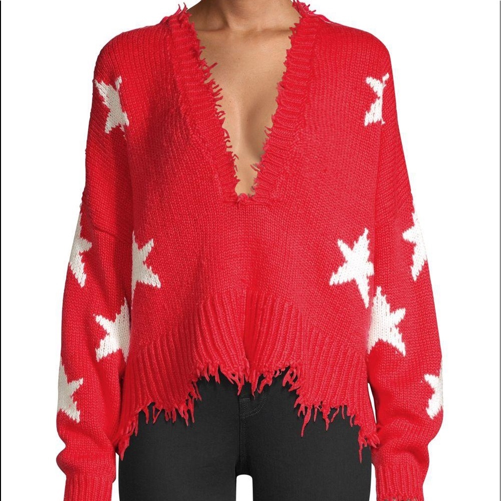 Wildfox Cotton Stars Palmetto Sweater in Scarlet. Perfect condition!!
